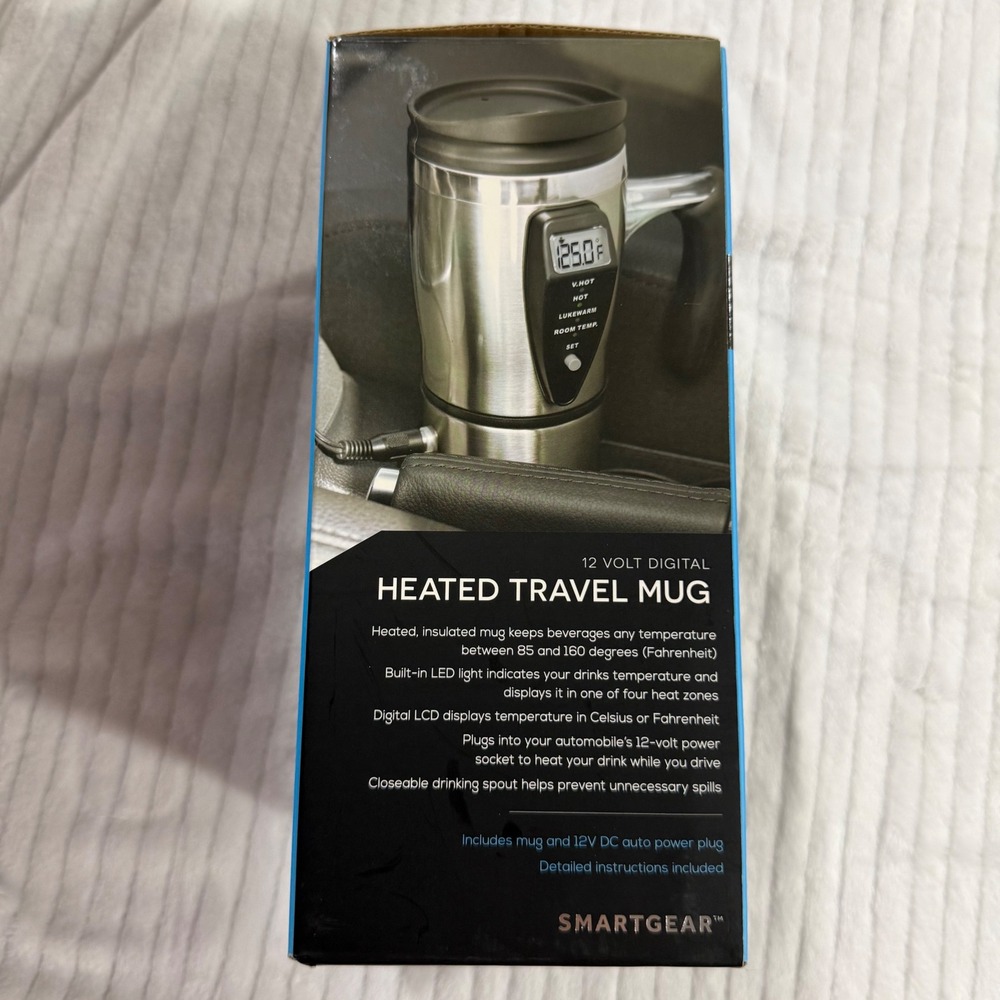 Smartgear 12 Volt Digital Heated Travel Mug Stainless Steel Car Charger New - Picture 6 of 6